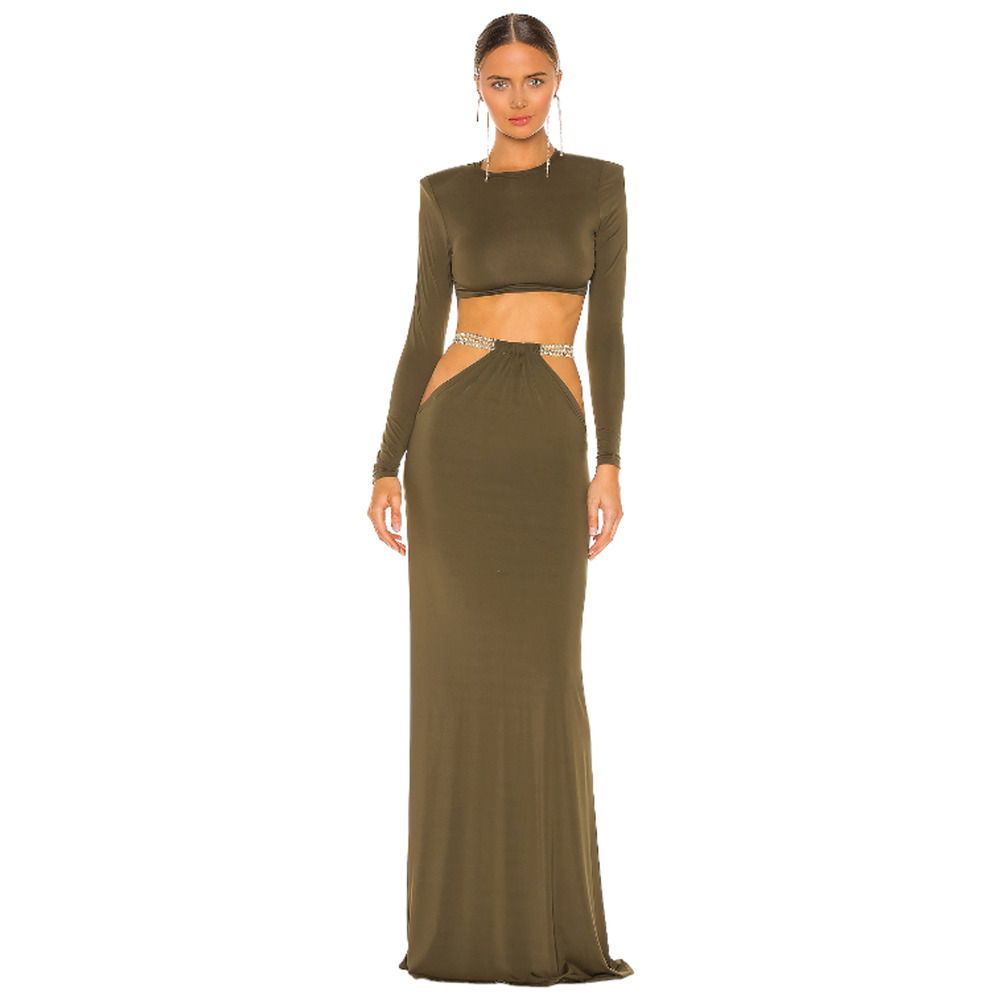 Bronx and Banco Cleopatra Dress Two Piece Maxi Green Women's Size Large